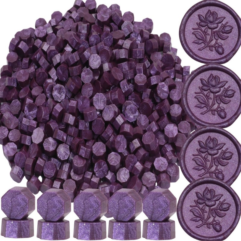 Atopbb 300 Pcs Wax Seal Beads, Sealing Wax Beads, Refilling Octagon Wax Sealing Beads for Wax Stamp Sealing, Perfect for Wedding Invitations, Christmas Cards, Envelopes, Letter Sealing (Purple) - Image 1